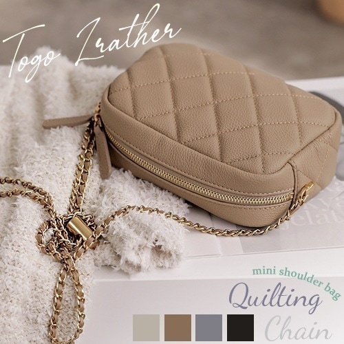 【即納】キルティング 本革 バッグ レディース トゴレザー 軽量 キルティング ショルダーバッグ くすみカラー TOGO 本革バッグ ポシェット 軽い 斜めがけ シンプル チェーンバッグ 大人可愛い