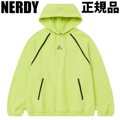 NERDY フードパーカー ジッパーポケット Lime 男女兼用 韓国人気