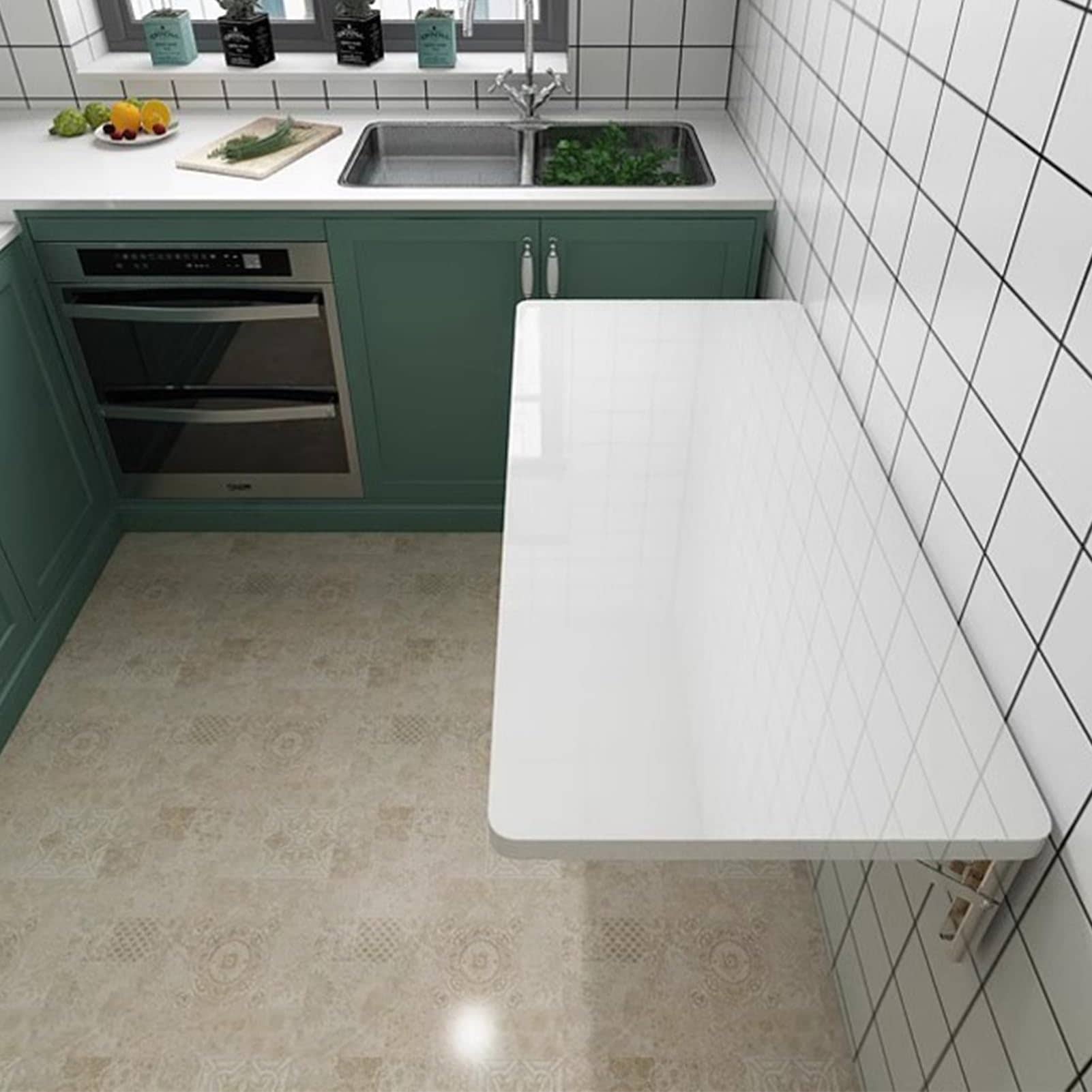 壁掛け式折りたたみテーブル キッチン ランドリー用 60x40 80x40 120x50cm 折りたたみ式フローティングドロップリーフデスク ホームオフィスワークステーション 省スペースコンピューター