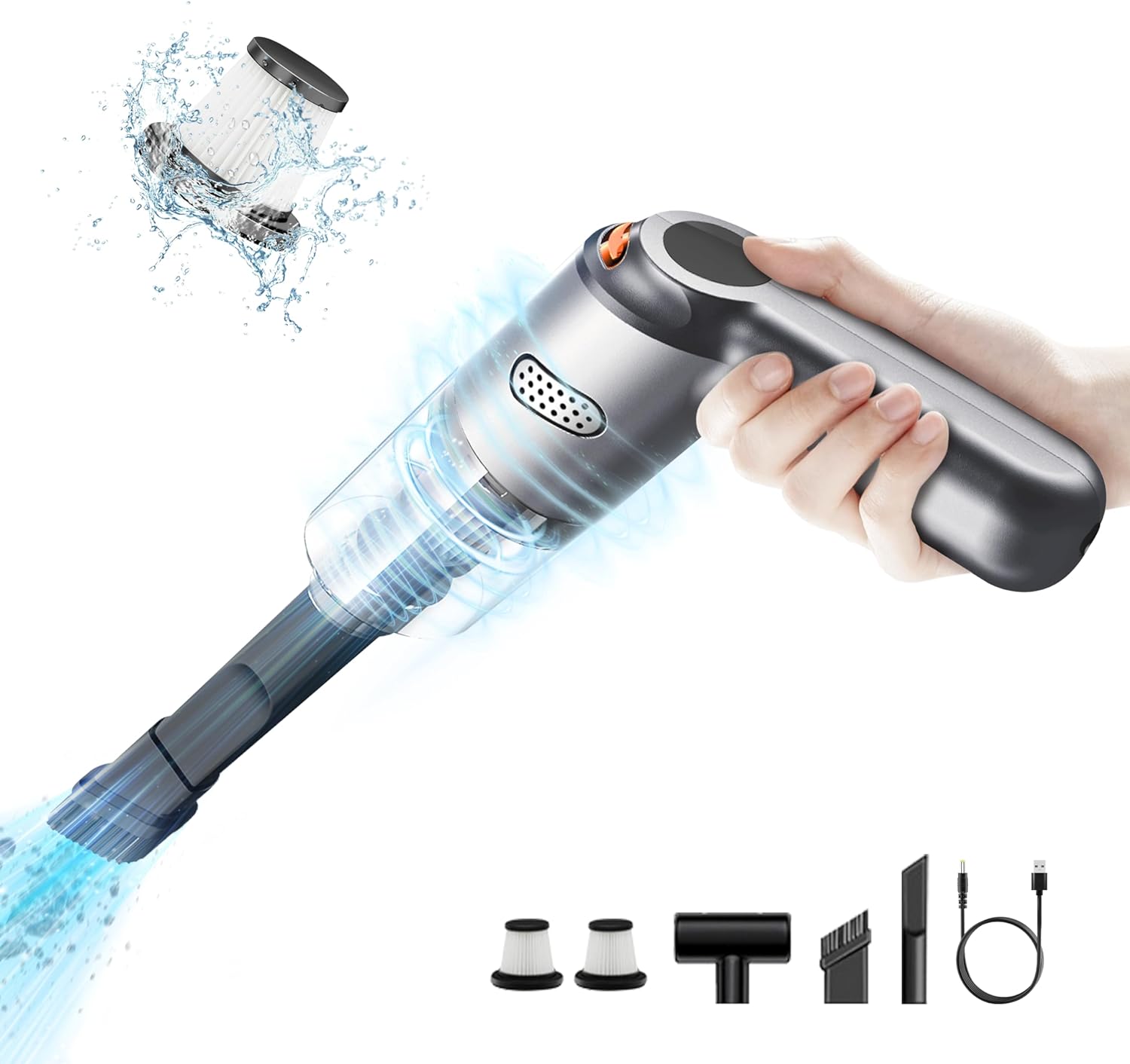 ハンディ掃除機 コードレス 【2024モデル＆強力吸力】 ハンディクリーナー 掃除機 車用 ミニ掃除機 多機能 カークリーナー パワフル 乾湿両用 10000PA 小型 軽量 軽音