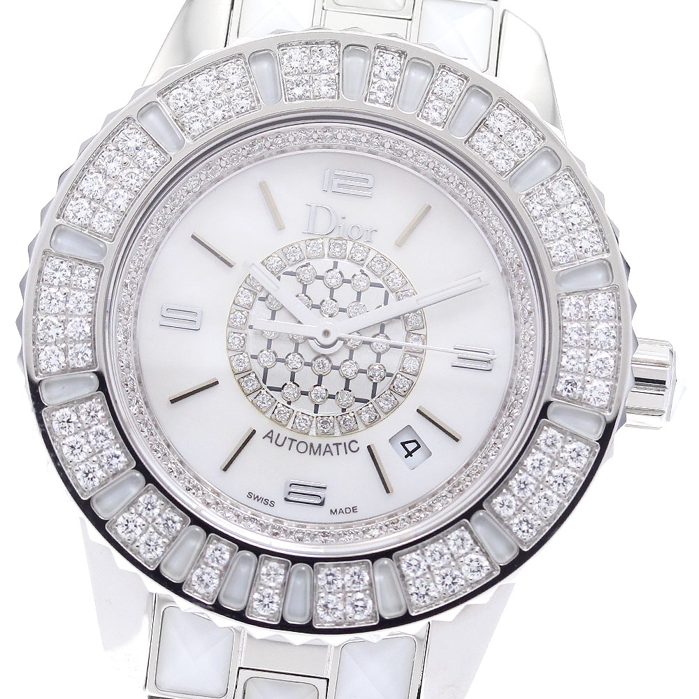 ディオール Dior CD113512 クリスタル デイト 自動巻き レディース 美品 _898163【中古】