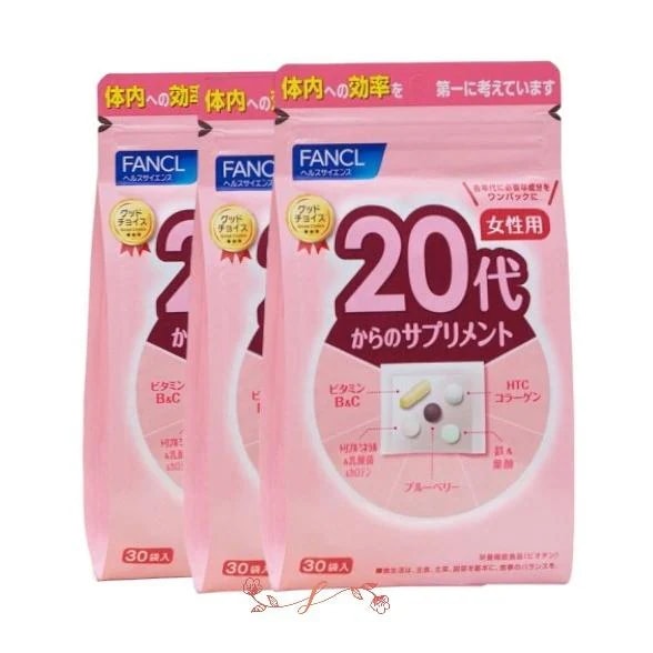 fan cl 20代からのサプリメント 女性用（30袋）X3袋【お徳用3点セット】（機能性サプリ）女性に不足しがちな鉄＆亜鉛をしっかり補給 ビルベリー 肌荒れ対策 生理前対策