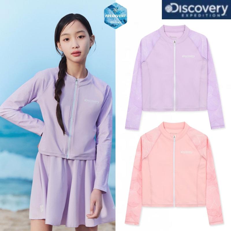 25SS 女児フレッシュベント袖パターンフルジップセミクロップラッシュガード DKSW58053