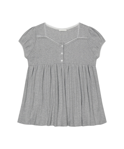 【ILLIGO】 FLARE SHIRRING TOP MELANGE 正規品