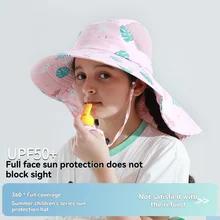 子供用ホイッスルバケットハット日焼け止めネックプロテクター子供用帽子ビーチハットUVカットサンハット
