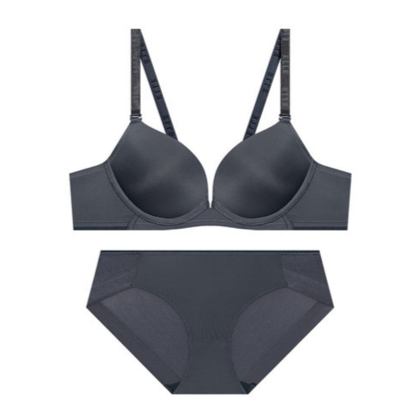 グラム バンド ノーワイヤ ブラパンティ セット - ネイビー 80C 100