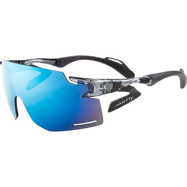 AirFly エアフライ AF-301 C-34BK 鼻パッドがないスポーツサングラス フレーム/クリアーアッシュレンズ/ブルーミラー ユニセックス