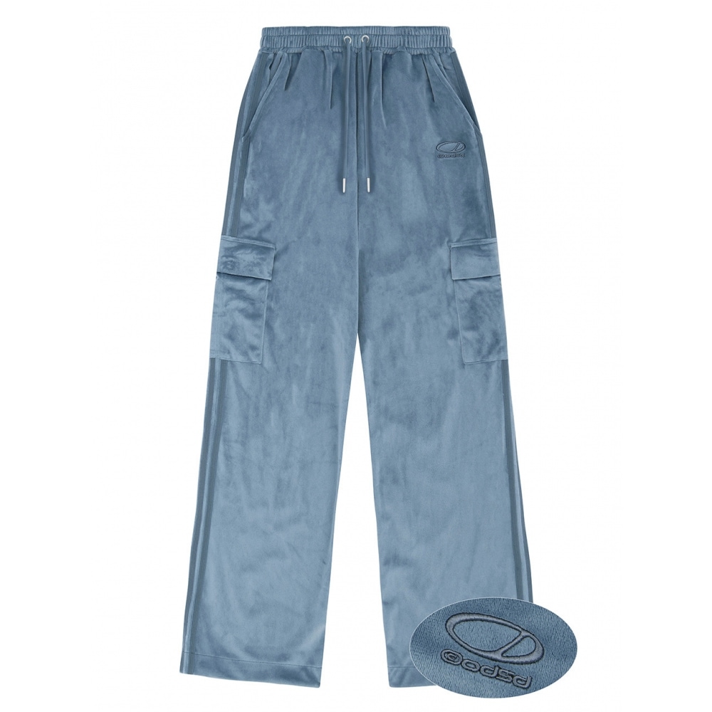 ODD STUDIE STUDIE ブルーベロアスポーティトラックカーゴパンツ