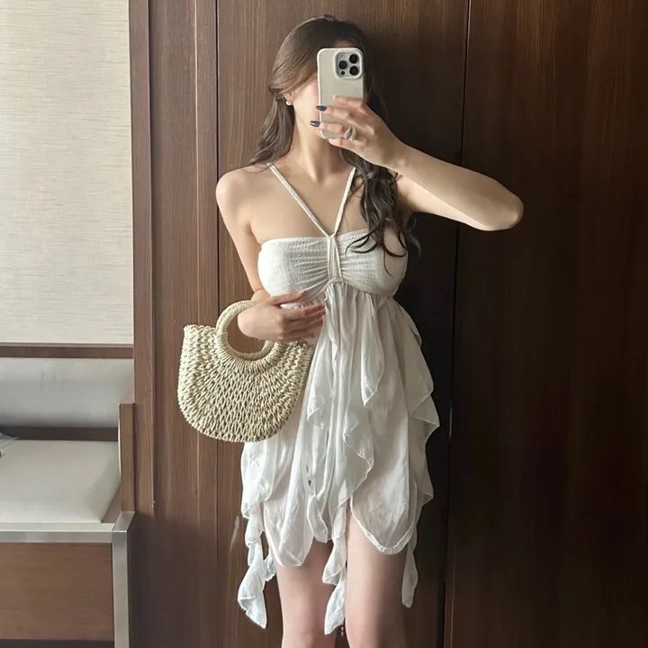 替换高級感 風 ホルターネック 仙女 スカート 大小胸 セパレート スイムウェア 女性 リゾート 水着8351680