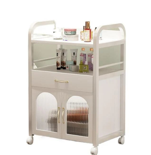 美容院ワゴン　収納カート理髪店カート　移動式収納カート理容店ツール　移動自由