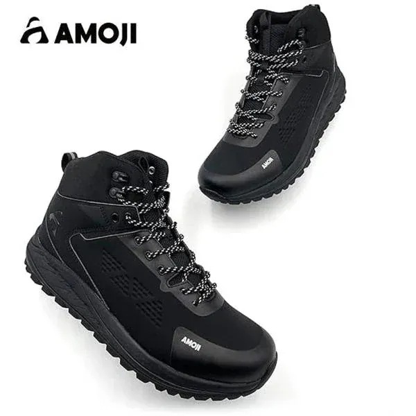 AMOJI アモジ メンズ ハイキングシューズ 黒 ES2-1388 ブラック アウトドア トレッキングシューズ 撥水 防滑 登山 キャンプ 靴 5,968円