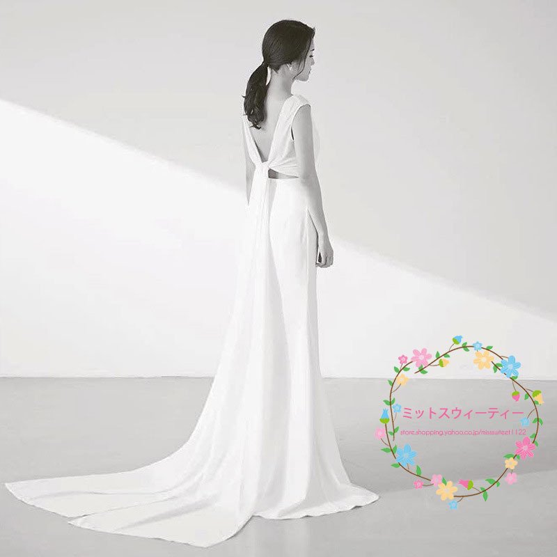 公式サイト リボン ウエディングドレス ウェディングドレス 21春新作 背中開き 挙式 結婚式 披露宴 後撮り 前撮り パーティードレス エレガンス ロング スレンダードレス ドレス Size M Www Pulse Orange Cm