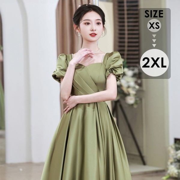 レディースドレス 大人 ピアノ発表会 演奏会 ロング丈 結婚式 半袖　編み上げ ワンピース 二次会 女子会 成人式 おしゃれ 可愛いロングドレス 袖あり お呼ばれ 20代 30代