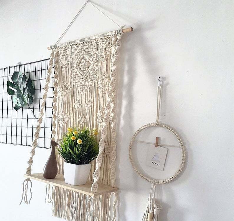 装飾物置棚りタペストリーインテリア装飾織物の壁掛けボヘミア風の編み物