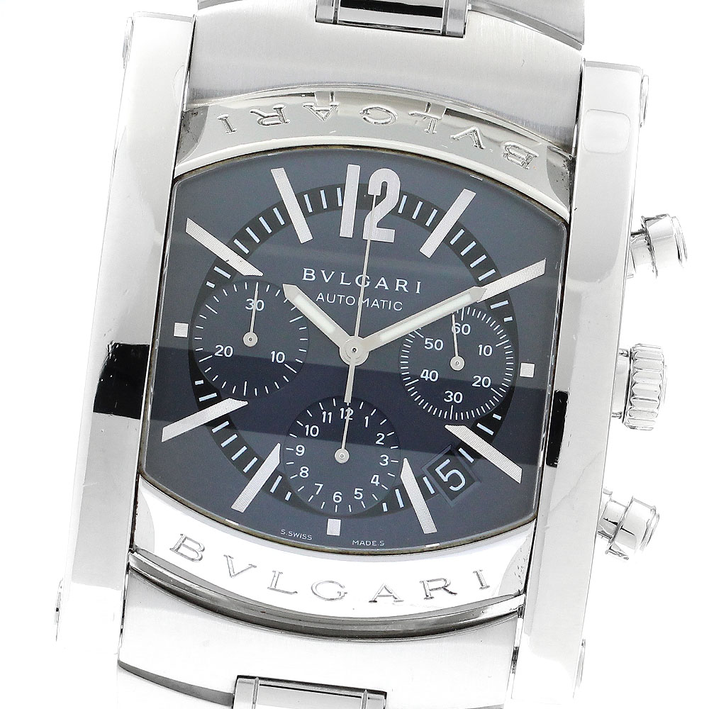 ブルガリ BVLGARI AA48SCH アショーマ クロノグラフ 自動巻き メンズ 内箱付き_876029【中古】