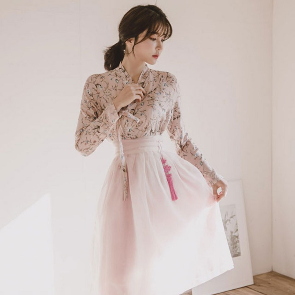 生活韓服蝶睡眠海洋シフォンウエストスカート