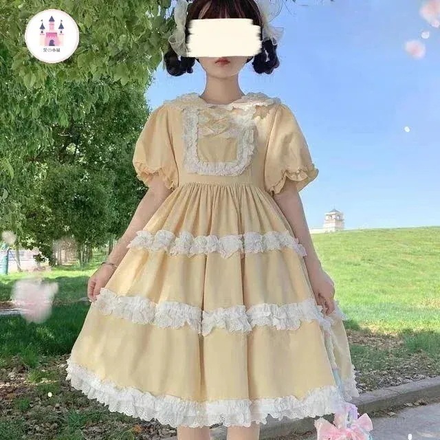 2025年新作店長おすすめ！営业促进 ロリータの洋服がかわいい小柄で爽やかな田園風半袖OPワンピース