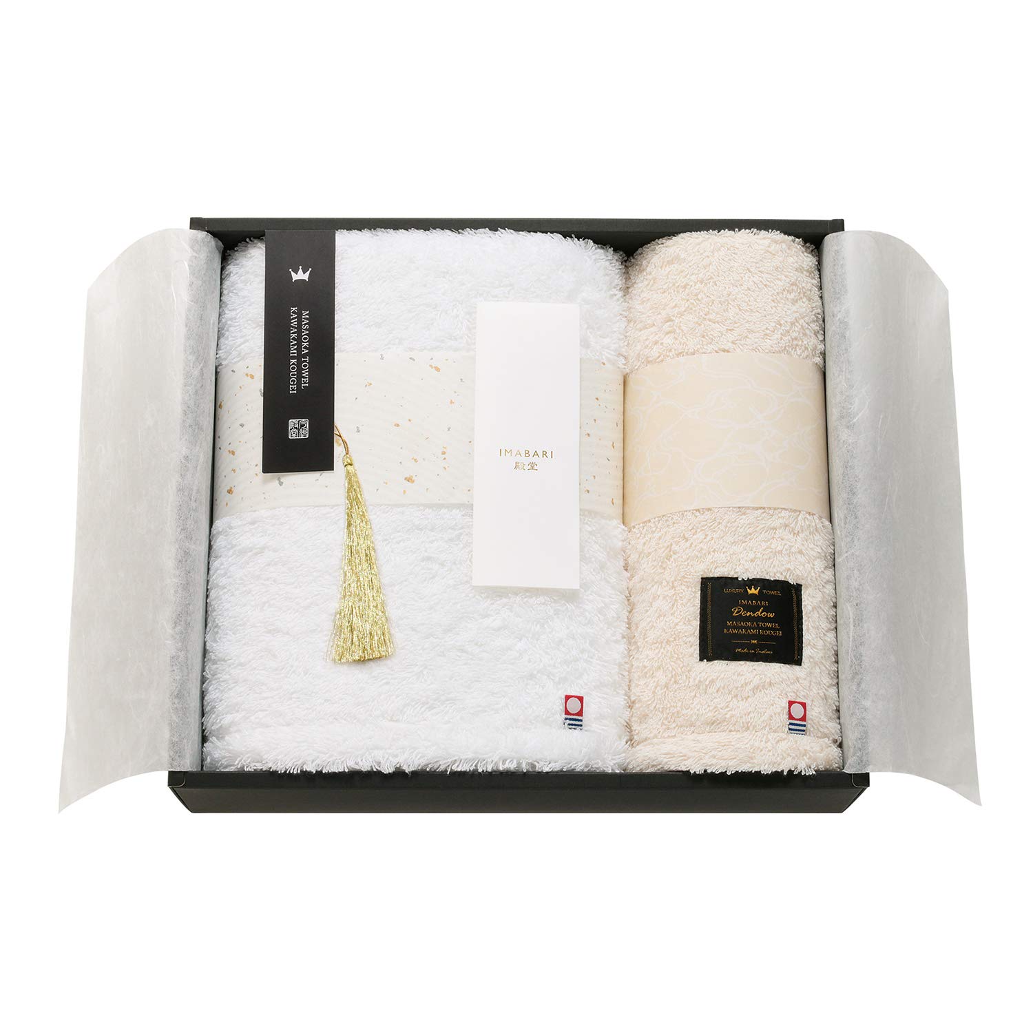 IMABARI殿堂 -天然水仕上げ- 日本製 愛媛今治 タオルセット 2枚入 ホワイト ベージュ 62680