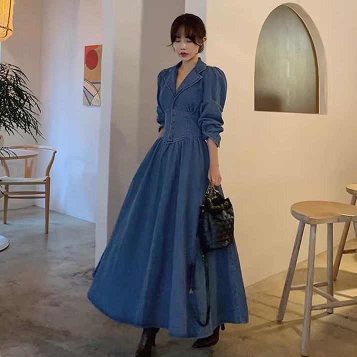 ワンピース ロング ロング丈 袖あり 長袖 Vネック 襟付き フレア セミフレア もこもこ モコモコ ふわふわ 大人可愛い きれいめ シンプル カジュアル 大人 上品 おしゃれ お洒落 かっこいい