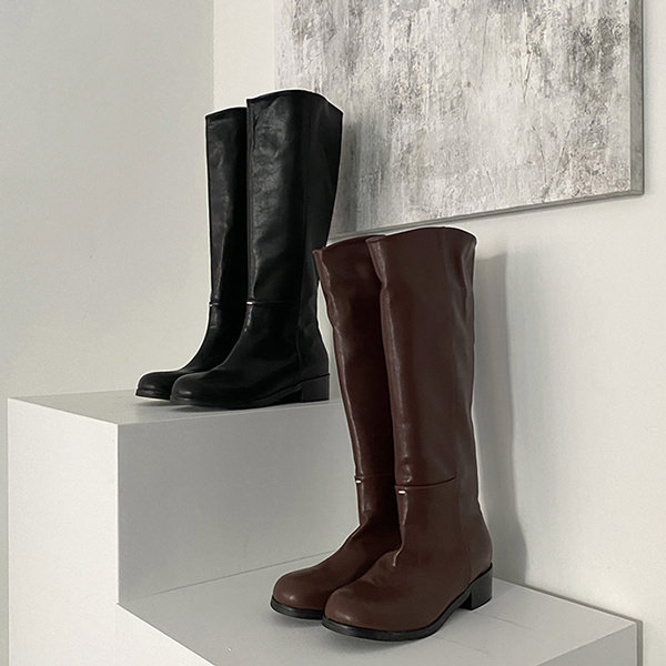 ロングブーツ フラット レディース ローヒール 黒 茶色