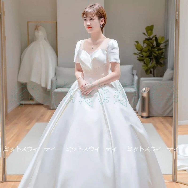 ウェディングドレス 白 Aラインドレス 花嫁 二次会 大きいサイズ パーティードレス 披露宴 ブライ