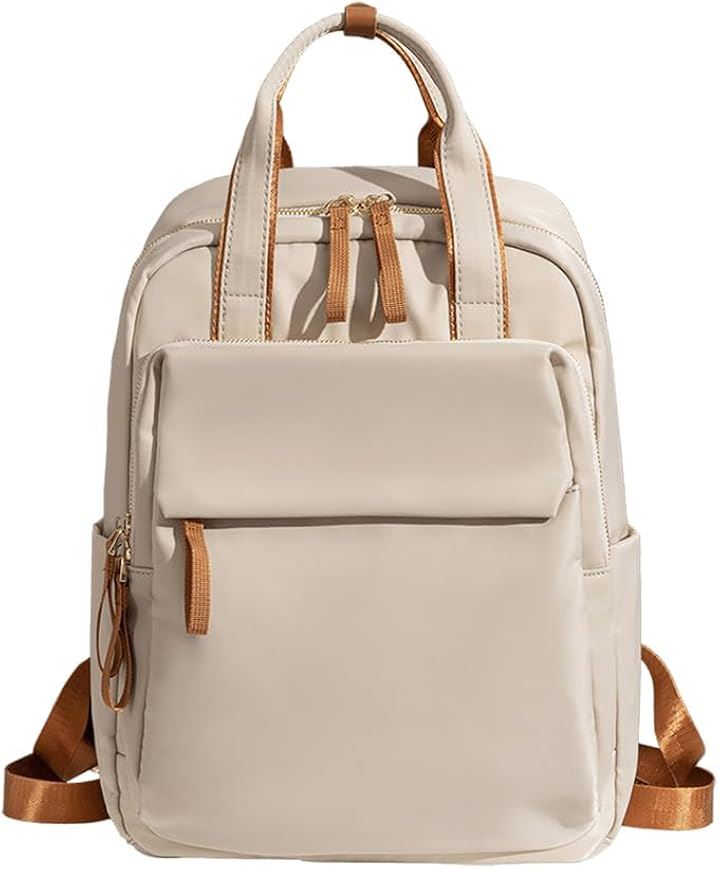 PCリュック レディース パソコンリュック ビジネスリュック PC収納 A4 14インチPC対応 キャリーオン機能 背面ポケット 撥水・耐傷(ベージュ)