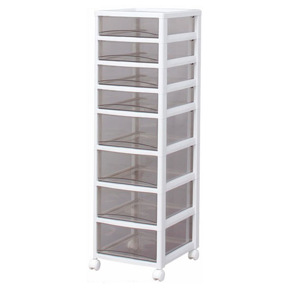 アイリスオーヤマ SCE-440(WBR) スーパークリアチェスト 中型4段＋深型4段(ホワイト/クリアブラウン) SCE440WBR