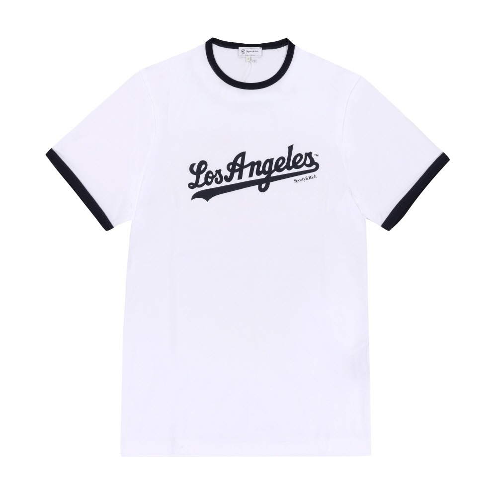 スポーティアンリッチ ダジャーズ リンガー レディース 半袖Tシャツ WH50 ホワイト/ダークネイビー