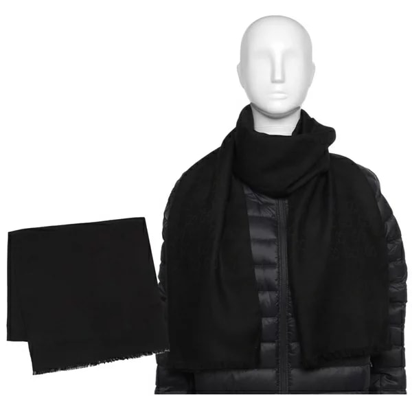 ストール スカーフ ジャガード GGロゴ シルク混ウール 大判 ブラック メンズ レディース ユニセックス 165904 3G646 1000