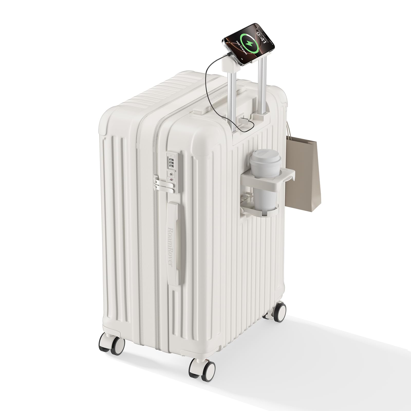 [SupTrip] スーツケース 機内持ち込み キャリーケース 拡張機能付き キャリーバッグ ストッパー付き カップホルダー付き USBポート付き 携帯スタンド TSAロック搭載 物掛けフック 大容量