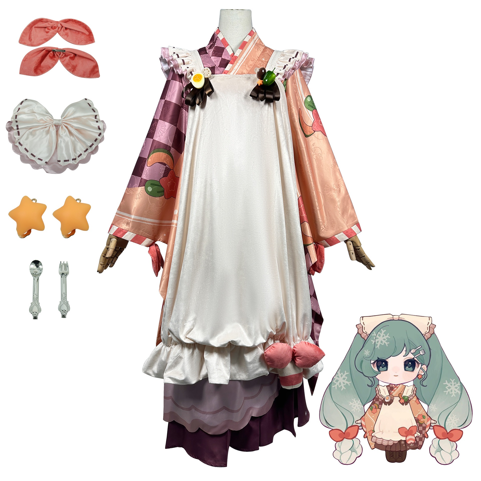 バーチャルアイドルミクcos服2024雪コスプレワンピース和风衣装セット
