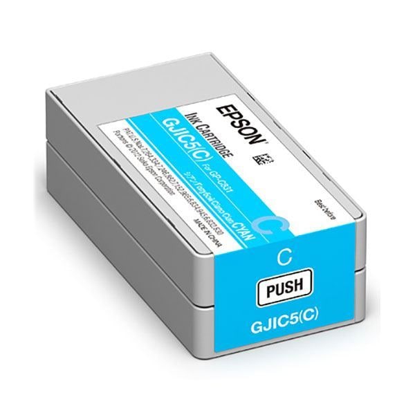 (まとめ) (純正品)EPSON GJIC5C インクカートリッジ シアン (×3セット)
