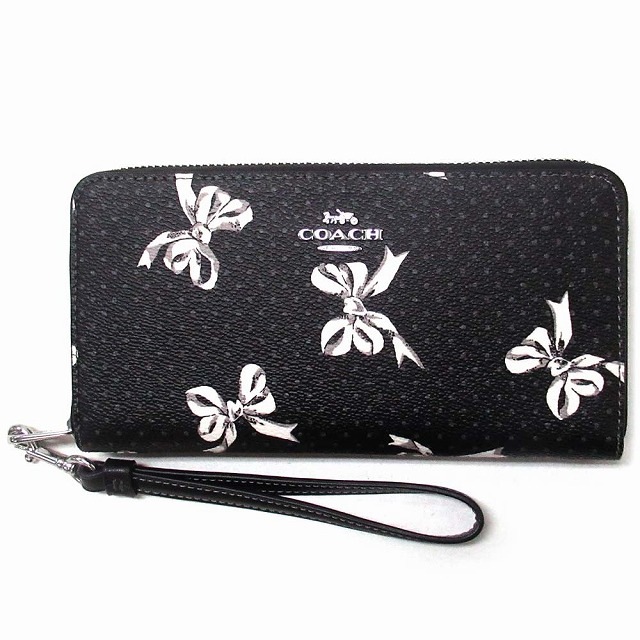 コーチ 財布 COACH アウトレット ロング ジップ アラウンド ウォレット・ボウ プリント リボン 長財布 CZ327 SVA47