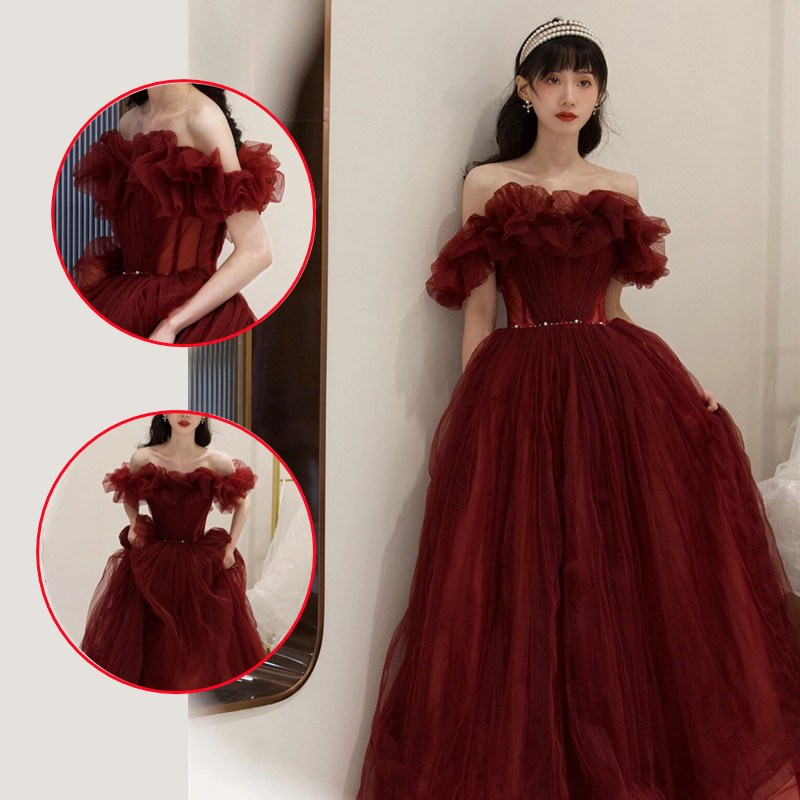 綺麗 ドレス パーティー フォーマル イブニングドレス 演奏会 ウェディング 発表会 成人式 二次会 レッド ロングドレス ２30%までに制限