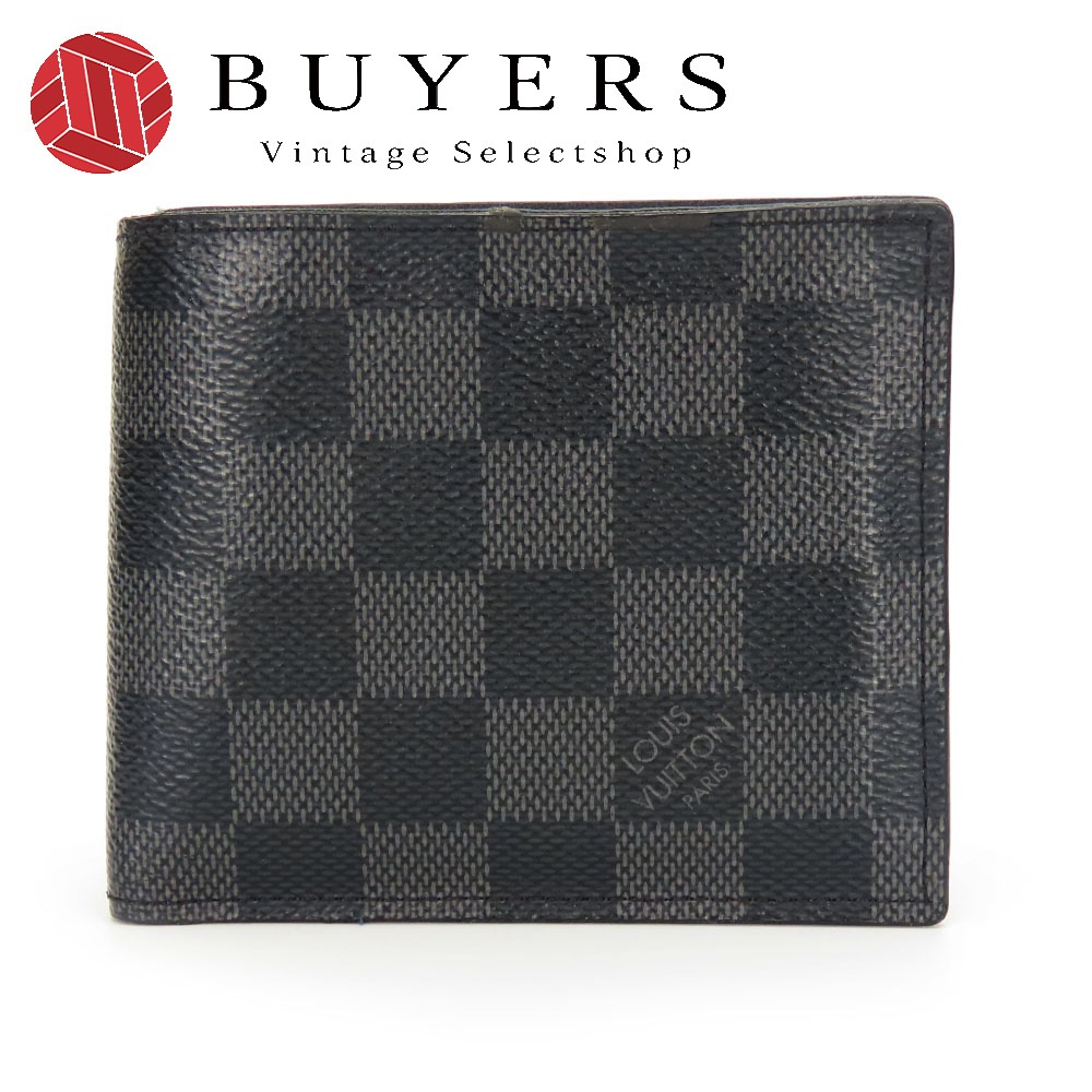 中古 二つ折り財布 ポルトフォイユ・マルコNM N63336 ダミエグラフィット グレー ブラック 小銭入れ 小物 メンズ 男性