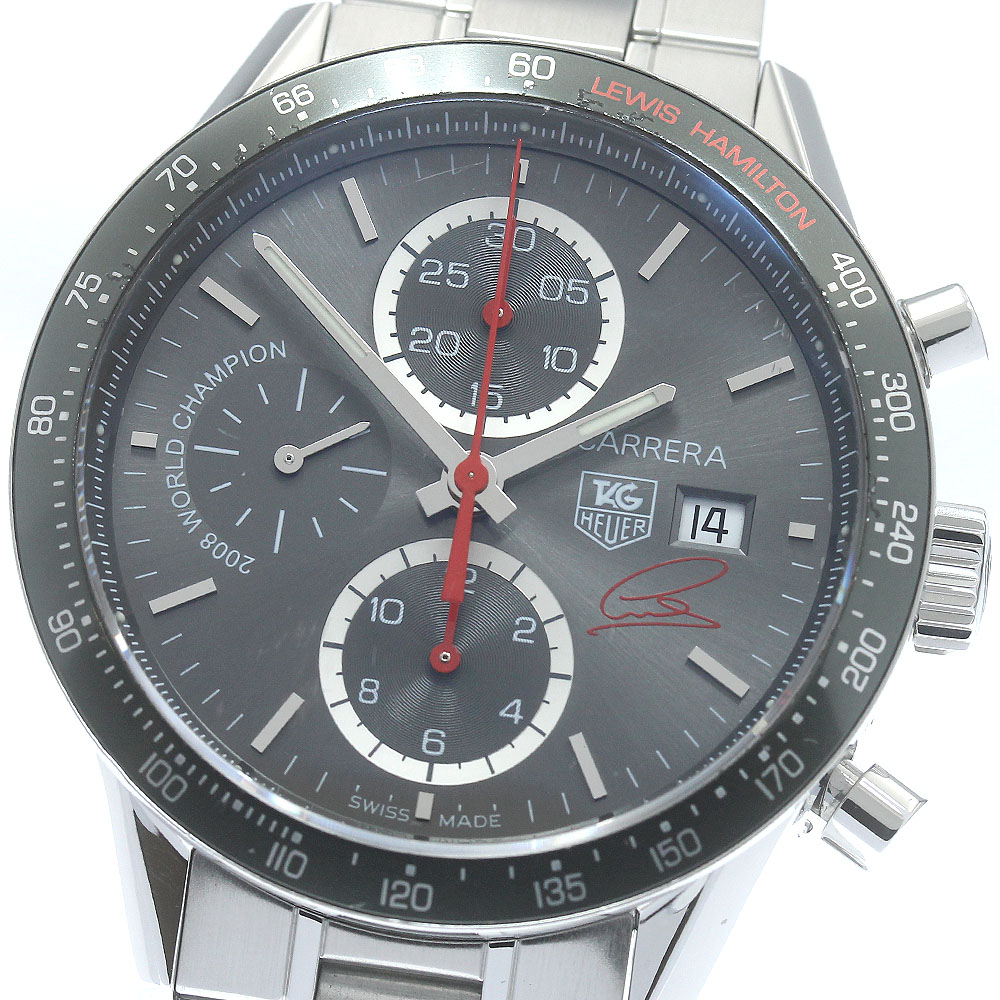 タグホイヤー TAG HEUER CV201M カレラ タキメーター ルイス・ハミルトン限定 デイト クロノグラフ 自動巻き メンズ _878585【中古】