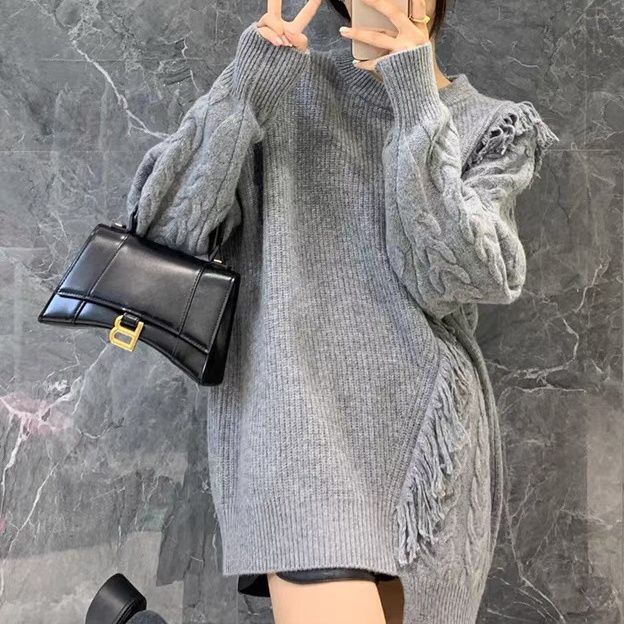 ベーシックニット 欧米 イレギュラー 個性 フリンジ パッチワーク ツイスト セーター カジュアル おしゃれ ウォーム ニットカーディガン