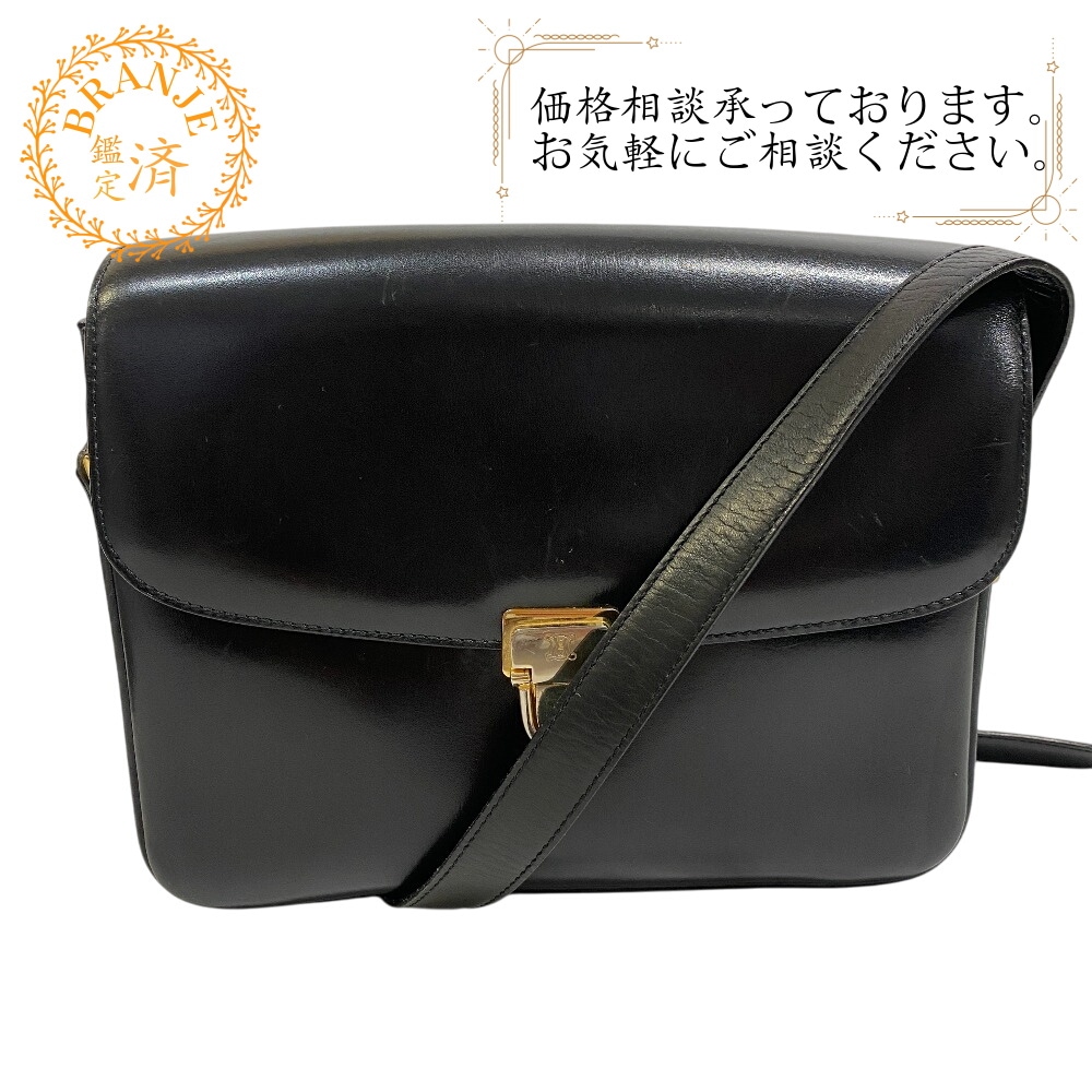 ヴィンテージ トリオンフ レザー ショルダーバッグ ブラック ブランド