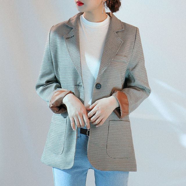 韓国ファッション[ku-nyang]モダンシンプル送料無料 Shepherd check jacket (2colors)