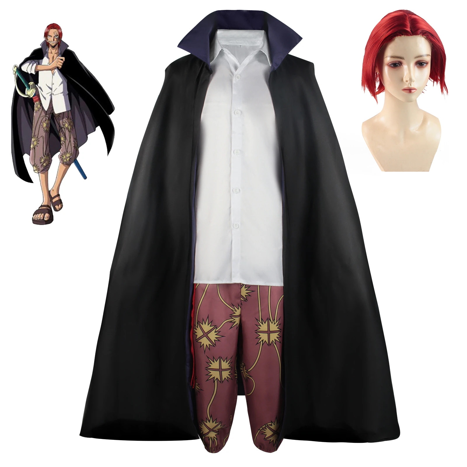 シャンクスのコスプレ衣装 赤髪のシャンクス トラファルガー・ロー シャツ コスプレ衣装
