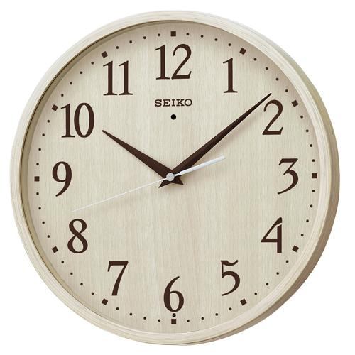 セイコークロック KX399A 電波掛時計 ステップセコンド プラスチック枠(アイボリー木目模様塗装)