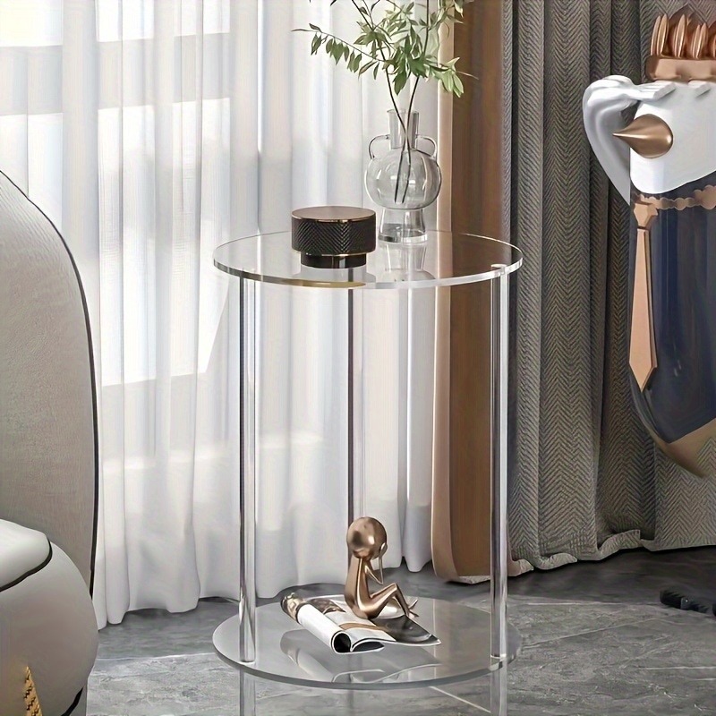 サイドテーブル クリア 透明 ラウンド型 ベッドサイドテーブル コーナーテーブル サイドチェスト 丸 机 スリム ディスプレイ テーブル 韓国インテリア おしゃれ かわいい モダン 16,030円