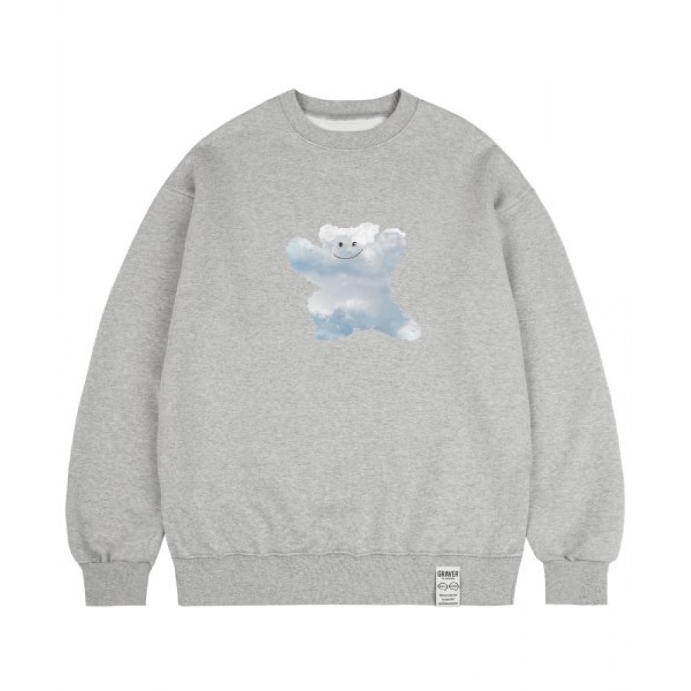 GRAVER [ユニセックス] ビッグクラウドベアスマイルスウェットシャツ_グレー