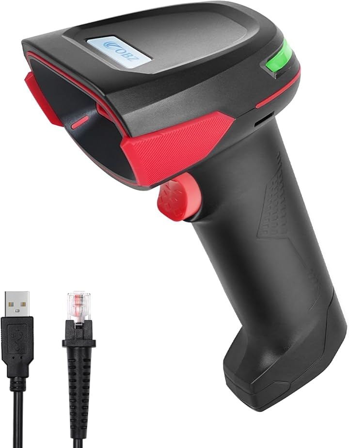 1次元 2次元 バーコードリーダー 超速い USB 有線 接続 QRコード 自動検知/連続/手動スキャン 店舗/オフィス/物流/倉庫/図書館などに適用 128対応 POS PC (レッド)