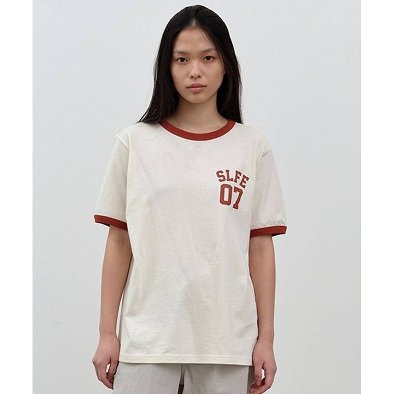 Nau コットン リンガー半袖Tシャツ 2 クリーム 496238