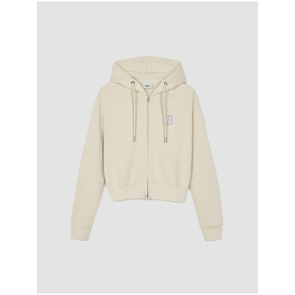 MLB 女性用ビンテージバーシティクロップパーカージップアップ BOS (Mg.クリーム) QHHC3FTRN1044-43CRM