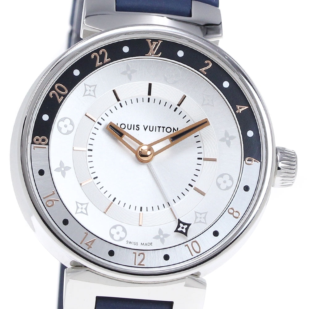 ルイ・ヴィトン LOUIS VUITTON QA104 タンブール ムーンデュアルタイム クォーツ レディース 良品 _829953【中古】