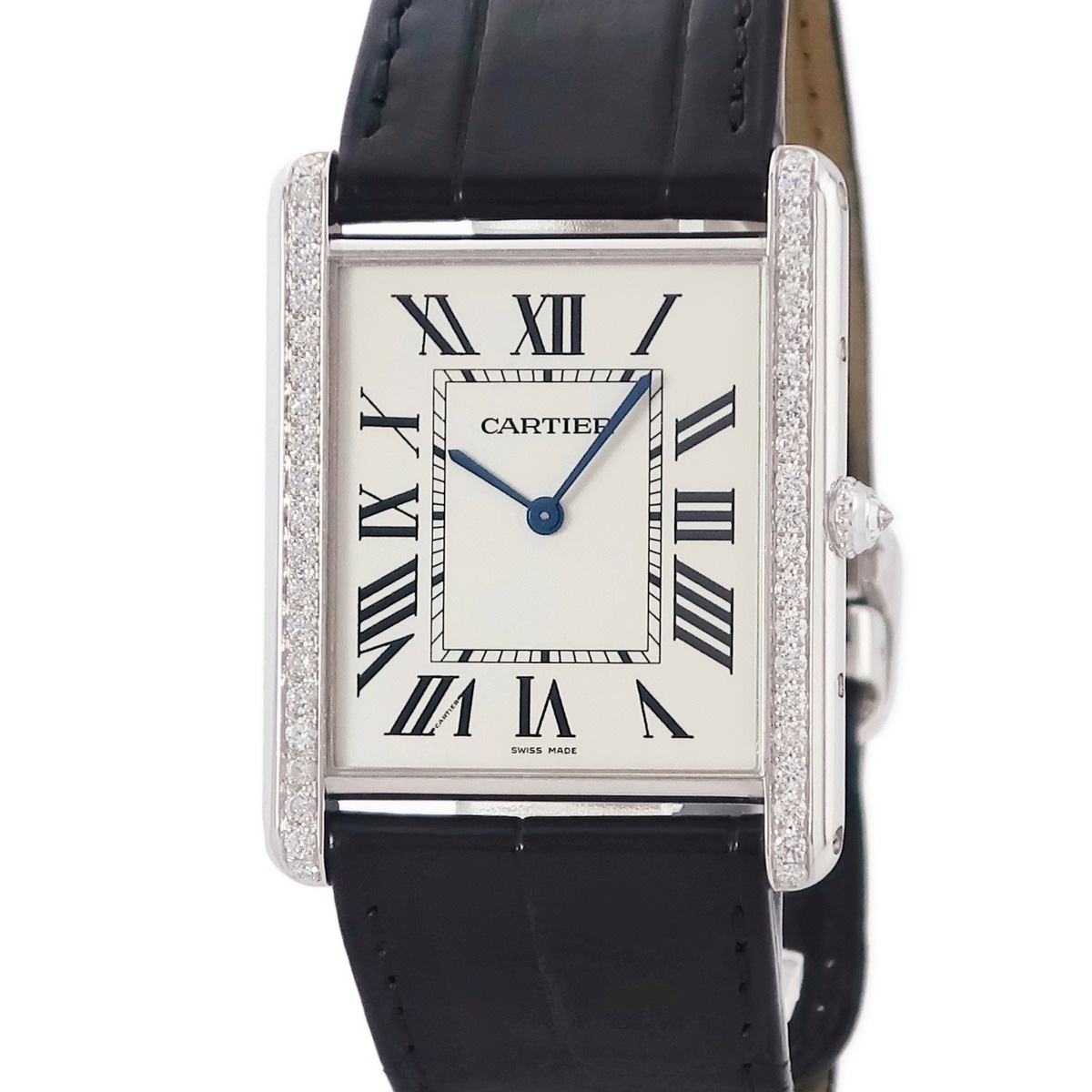 タンク ルイ カルティエ XL WT200006 手巻き メンズ K18WG無垢 純正ダイヤ スクエア ローマン 薄型 3年保証