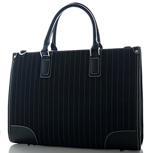 【新規OPEN】【期間限定セール】【激安】【新品未使用】牛革　ジャケット地　ストライプ柄　男女兼用　ビジネストートバッグ　AN-413　BK