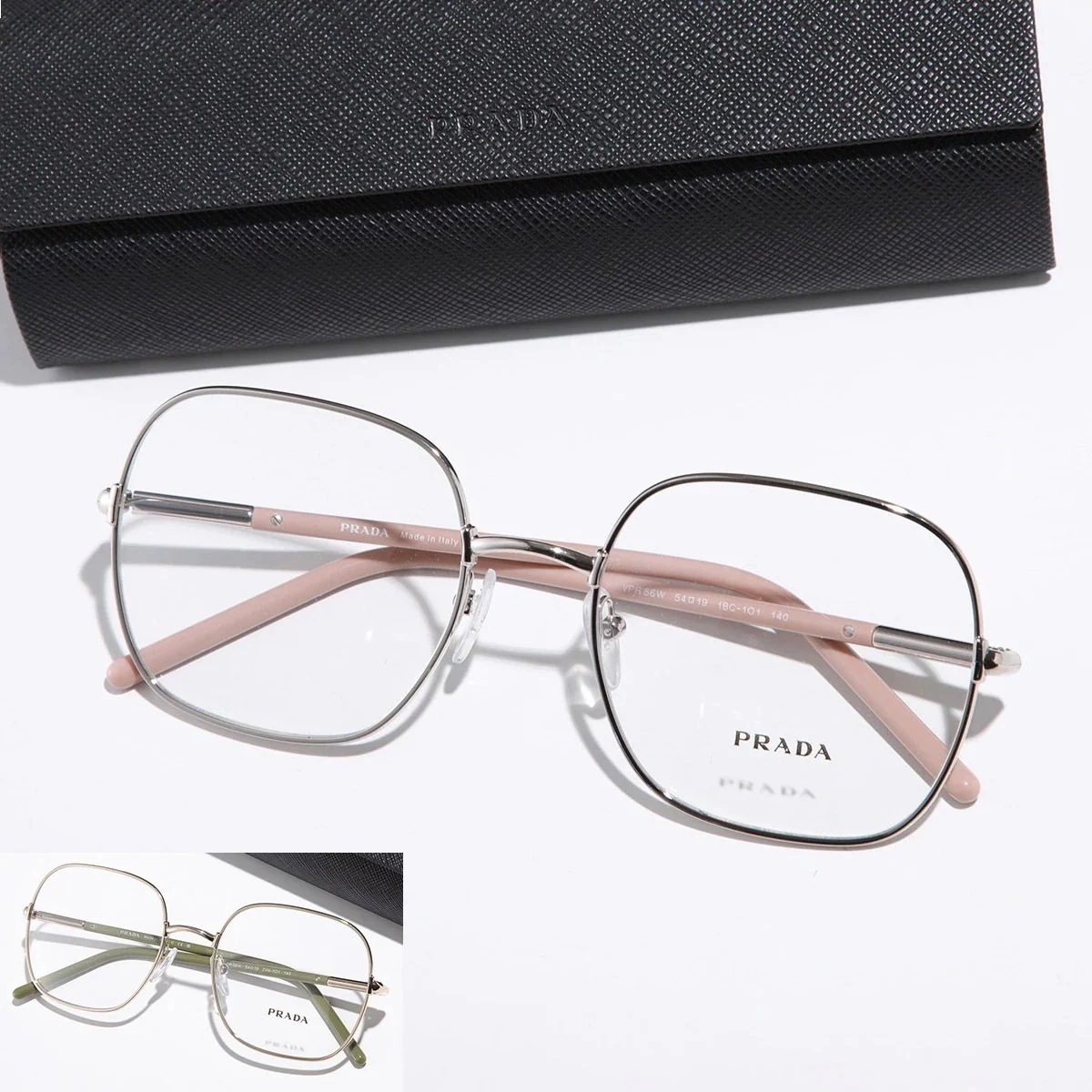 PRADA プラダ メガネ VPR 56W レディース スクエア型 メタルフレーム フルリム めがね 眼鏡 ロゴ アイウェア 細フレーム 伊達メガネ カラー2色